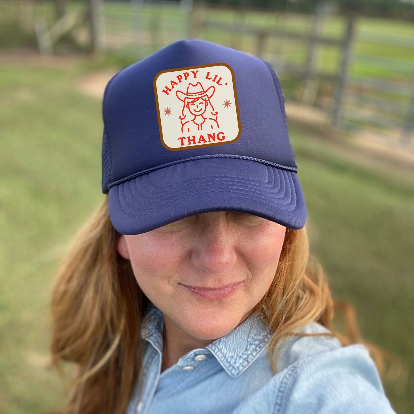 Happy Lil' Thang trucker hat (red)